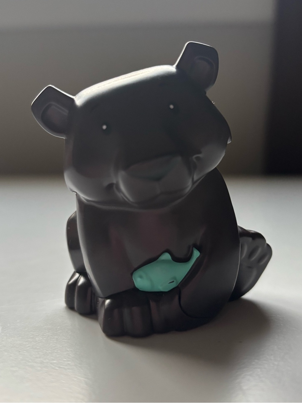 Fisher price little people black bear with blue fish